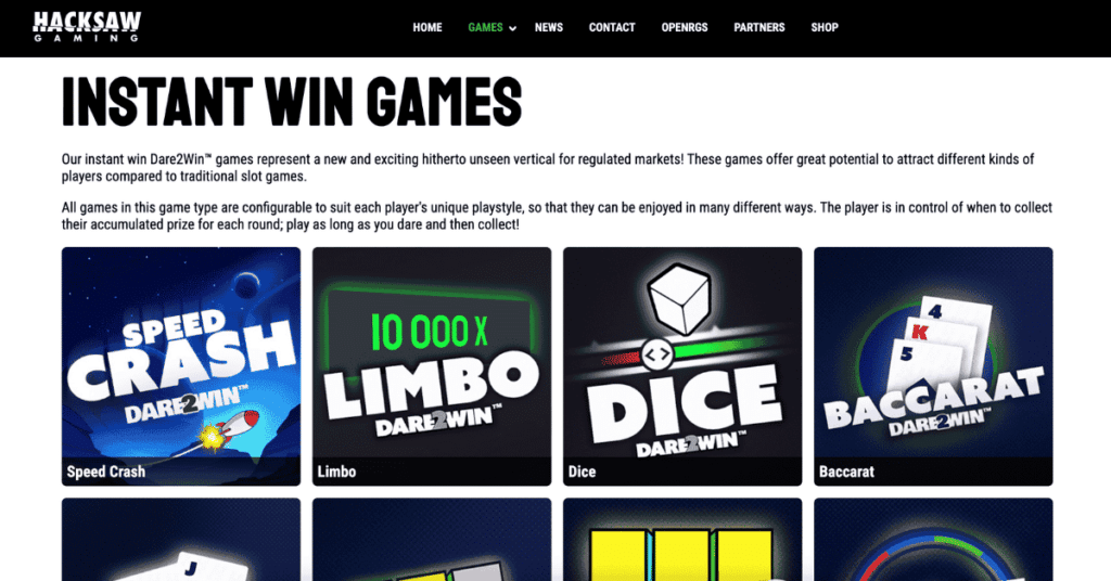 Hacksaw Gaming mänguarendaja kiirloterii