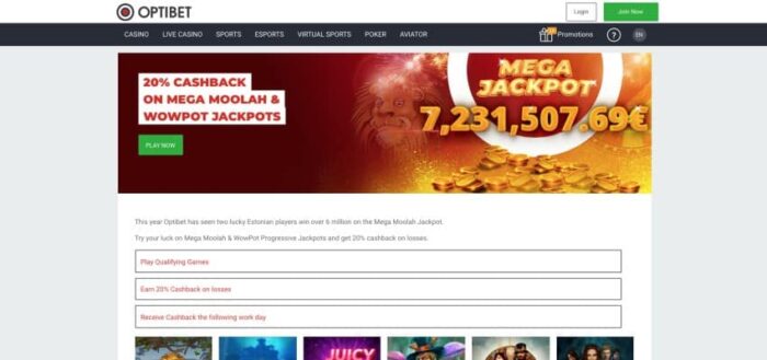 Optibet jackpot